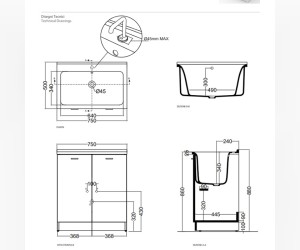 Хозяйственная раковина Kerasan Aquadom 029301*0, 75 x 50 см, без отверстия, без тумбы и сифона 7535, белый