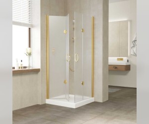 Душевой уголок Vegas Glass 2GPS Lux, 80 x 80 см, профиль золото, стекло сатин