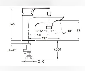 Смеситель Jacob Delafon Alleo+ E72321-CP для ванны, на борт ванны