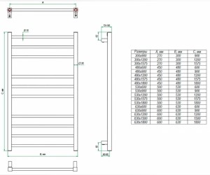 Полотенцесушитель водяной Grota EcoClassic 30 x 90 см, ширина 30 см, высота 90 см, матовый