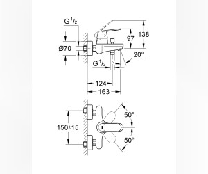Смеситель Grohe Eurosmart Cosmopolitan 32831000 для ванны и душа