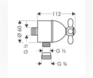 Шланговое подсоединение Axor Carlton 17883090, хром с золотом