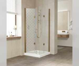 Душевой уголок Vegas Glass 2GPS Lux, 90 x 90 x 199.5 см, профиль бронза, стекло флёр-де-лис