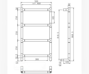 Полотенцесушитель электрический Margaroli Sereno 5-582 BOX 5824705CRNB, высота 87 см, ширина 50 см