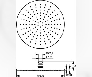 Верхний душ Ideal Standard Idealrain, B9443AA, Ø300 мм, 1 режим струи, без держателя