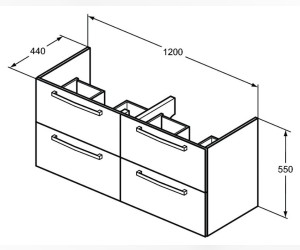 Тумба под раковину Ideal Standard Tempo 120 см, подвесная, белый лак глянцевый, E0539WG