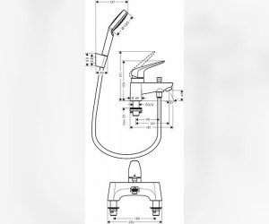 Смеситель на борт ванны Hansgrohe Novus 71044000 с ручным душем