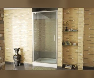 Душевая дверь в нишу Bravat Line BD100.4111A, 100 x 200 см, распашная, стекло прозрачное, хром