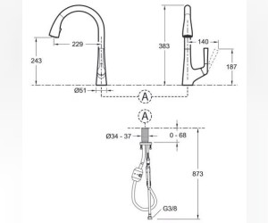 Смеситель Jacob Delafon Malleco E562-CP для кухонной мойки, с выдвижным изливом, хром