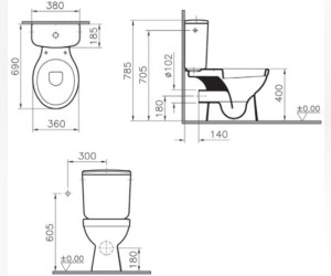 Напольный унитаз Vitra Normus 9780B003-1176 крышка стандарт