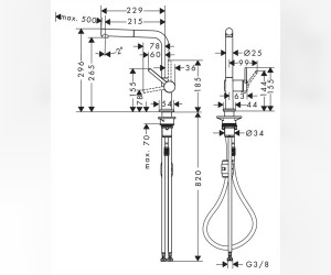 Кухонный смеситель Hansgrohe Talis M54, 72845670, с вытяжным изливом, черный матовый