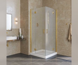 Душевой уголок Vegas Glass AFA Lux, 90 x 90 x 199.5 см, профиль золото, стекло ретро