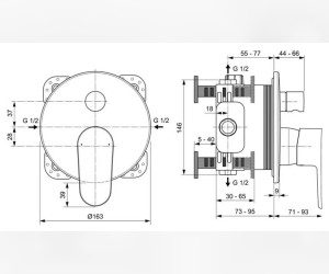Смеситель Ideal Standard Cerafine Model O встраиваемый для ванны и душа, хром, A7350AA