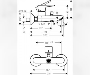 Смеситель для ванны Hansgrohe Talis E 71740340, черный хром
