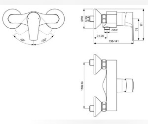 Смеситель Ideal Standard Cerafine Model D для душа, хром, BC493AA