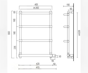 Полотенцесушитель электрический Margaroli Luna 532-5 Box 5323705CRNB, высота 66 см, ширина 47 см, хром