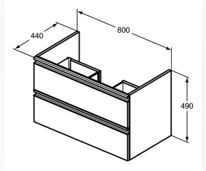 Тумба под раковину Ideal Standard Tesi 80 см, подвесная, белый глянцевый, T0051OV