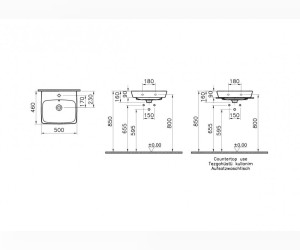 Раковина Vitra Metropole 5661B003-0937 50 см, накладная, без перелива