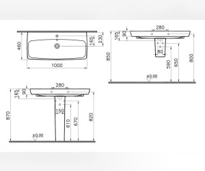Раковина Vitra Metropole 5664B003-0001 100 см, подвесная, с переливом