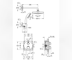 Душевой комплект Grohe Grohtherm 34727000 с внутренней частью (термостатом)