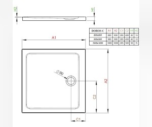 Поддон для душа Radaway Doros Plus С900, 90 x 90 см, квадратный, SDRPC9090-01