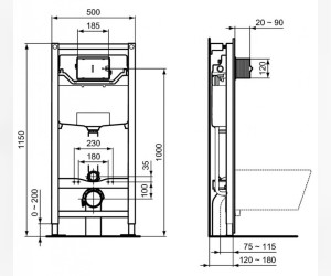 Инсталляция Ideal Standard Prosys Frame 120 M с унитазом Eurovit Rimless K881201, сиденье микролифт, комплект, K881201PT15 Инсталляция Ideal Standard Prosys Frame 120 M с унитазом Eurovit Rimless K881201, сиденье микролифт, комплект, K881201PT15