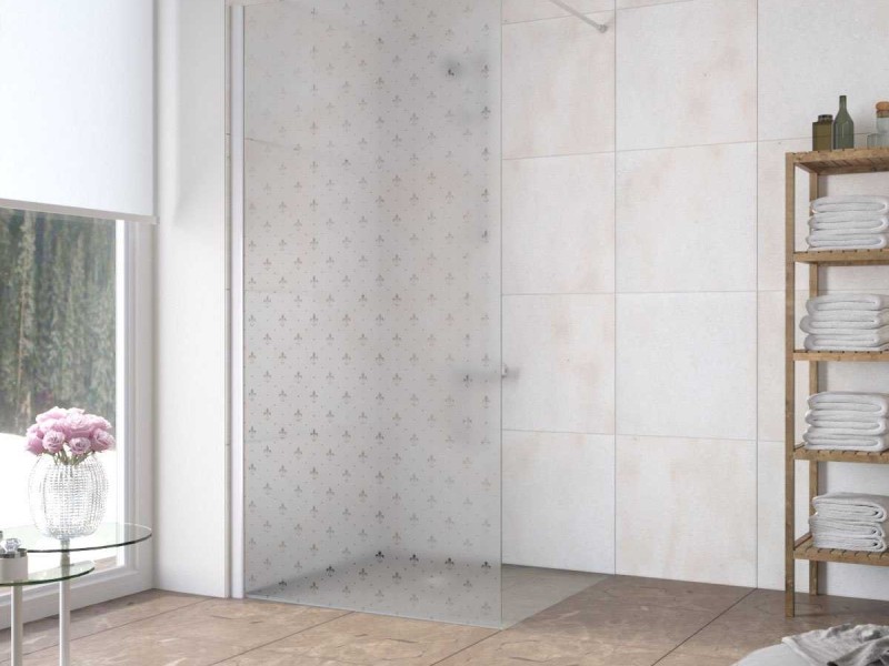 Неподвижная стенка Vegas Glass EAF Lux 116 01 R05, профиль - белый, стекло – флер-де-лис, 116*199,5 см