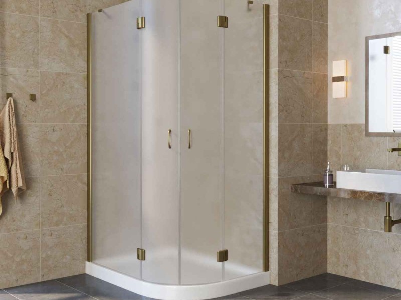 Душевой уголок Vegas Glass AFS-F Lux, 120 x 100 x 189.5 см, профиль бронза, стекло сатин