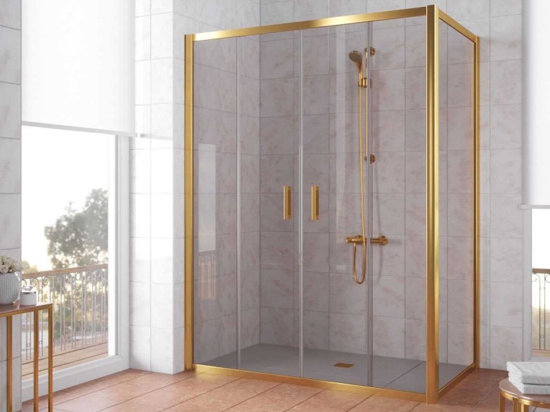 Душевой уголок Vegas Glass Z2P+ZPV, 170 x 80 x 190 см, профиль золото, стекло бронза