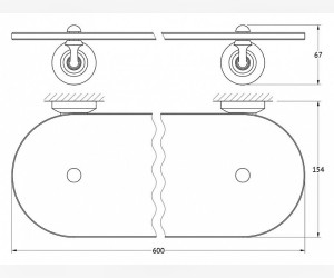 Полка с держателями 3SC Stilmar STI 415 60 см, античное серебро