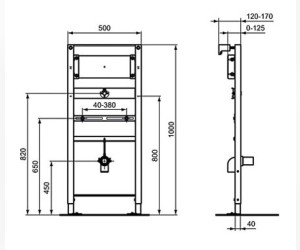 Инсталляция Ideal Standard Prosys для монтажа писсуара, серый, R016367 Инсталляция Ideal Standard Prosys для монтажа писсуара, серый, R016367