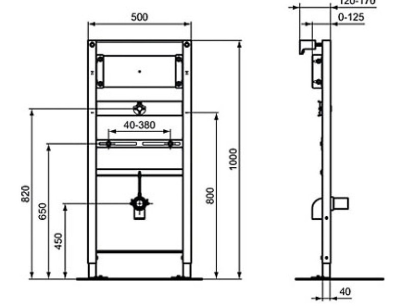 Инсталляция Ideal Standard Prosys для монтажа писсуара, серый, R016367