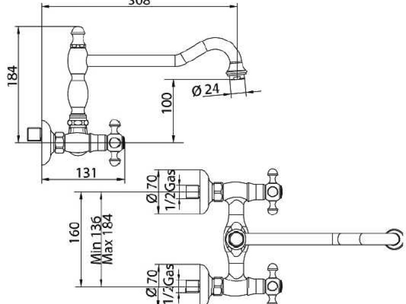 Смеситель Bandini Antica 541820PN06 для кухни, никель