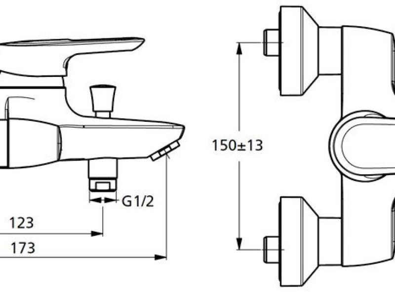 Смеситель Ideal Standard Ceramix Blue B9490AA настенный для ванны/душа, хром
