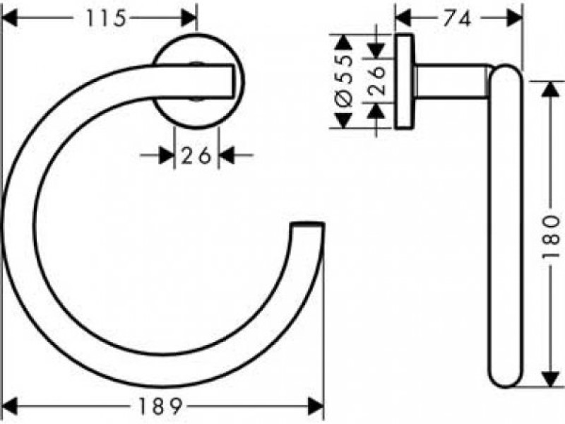 Полотенцедержатель Hansgrohe Logis Universal 41724000 кольцо, 20.7 см, хром