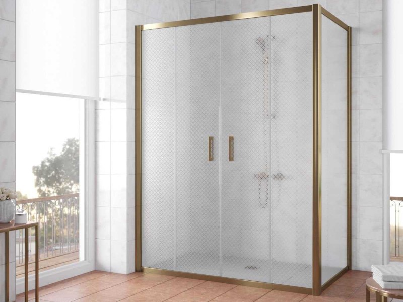Душевой уголок Vegas Glass Z2P+ZPV, 170 x 70 x 190 см, профиль бронза, стекло ретро