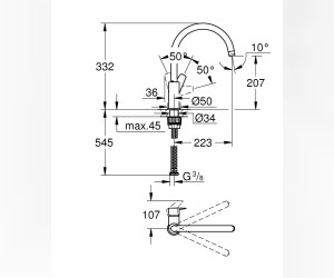 Смеситель Grohe BauEdge 31367001 для кухонной мойки, высокий излив Смеситель Grohe BauEdge 31367001 для кухонной мойки, высокий излив