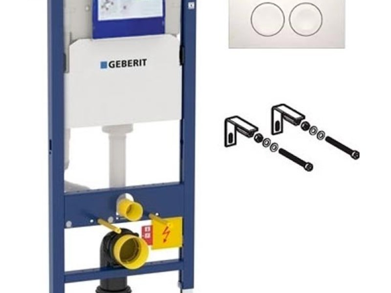 Инсталляция Geberit Duofix Delta UP100 458.124.11.1 для унитаза с белой кнопкой смыва