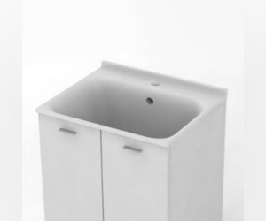 Хозяйственная раковина Kerasan Aquadom 029201*1, 60 x 50 см, 1 отверстие, без тумбы и сифона 7535, белый