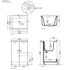 Хозяйственная раковина Kerasan Aquadom 029201*1, 60 x 50 см, 1 отверстие, без тумбы и сифона 7535, белый
