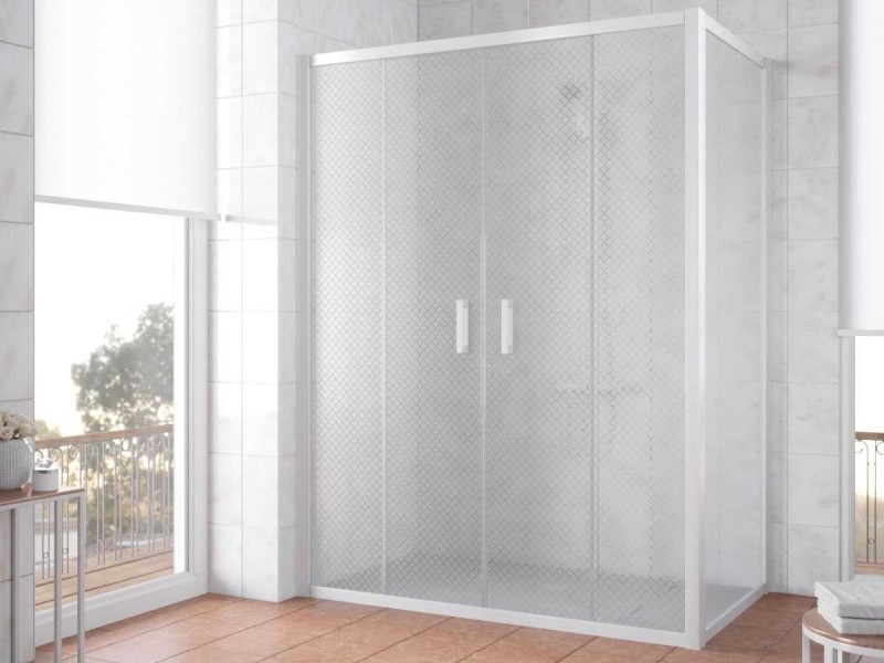 Душевой уголок Vegas Glass Z2P+ZPV, 200 x 80 x 190 см, профиль белый, стекло ретро