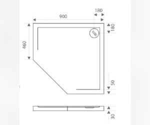 Душевой поддон Bas Пента 90 x 90 см, ЛП00010, литьевой мрамор, пятиугольный, белый