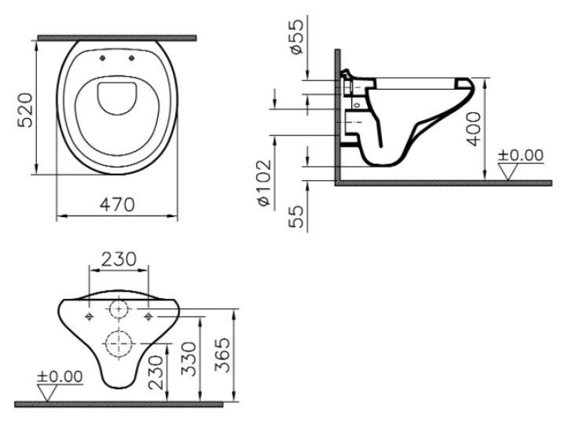 Подвесной унитаз Vitra Form 300 5755B003-0075 безободковый Rim-ex