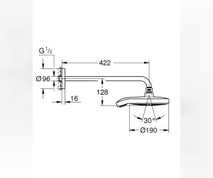 Верхний душ Grohe Power&Soul Cosmopolitan 26172000, 19х19 см, 4 режима струи, с держателем, хром