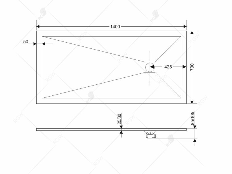 Душевой поддон RGW ST-157W 16152715-01 70 x 150 см, прямоугольный, цвет белый, из искусственного камня