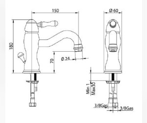 Смеситель Bandini Antico 852120ZZ00 для биде, цирконий/ручка металлическая Antico