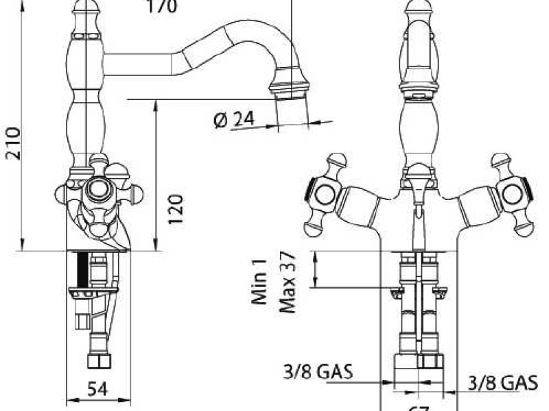 Смеситель Bandini Antica 548720KK06 для раковины, золото