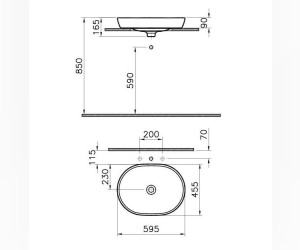 Раковина Vitra Metropole 5942B003-0016 60 см накладная, без перелива
