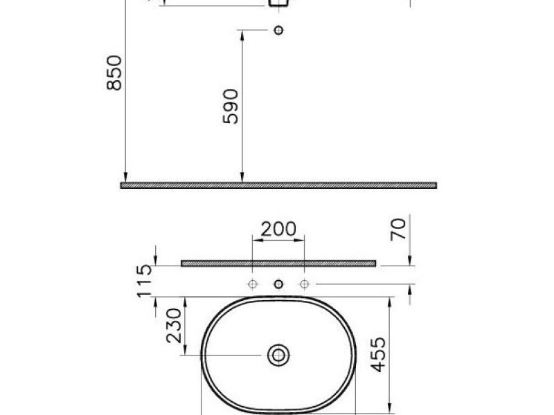 Раковина Vitra Metropole 5942B003-0016 60 см накладная, без перелива