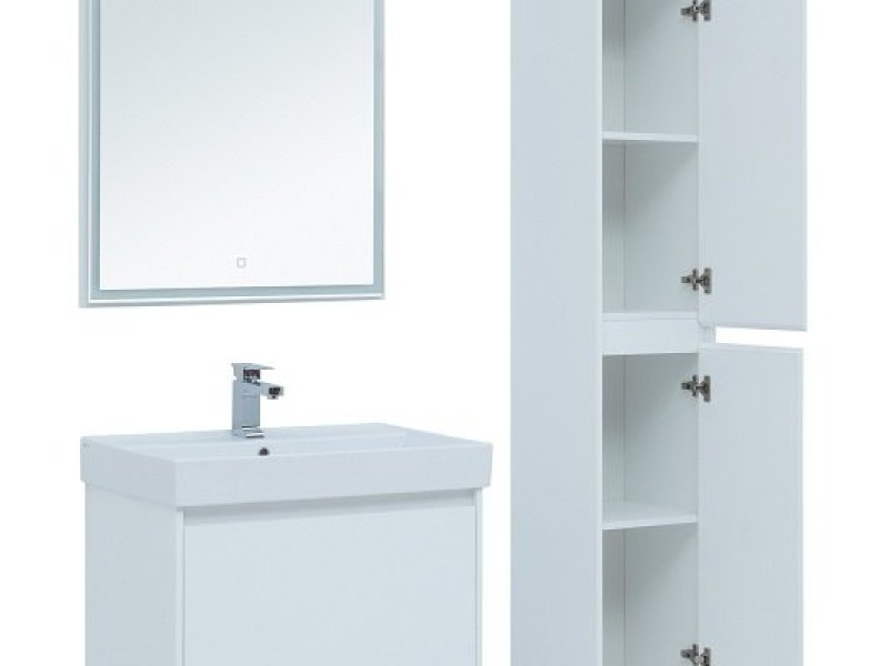 Тумба под раковину Aquanet Nova Lite 75, 1 + 1 ящик в ящике, белый глянец (242275)